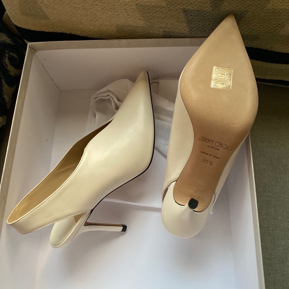 Jimmy Choo Saise 85 heels pump latte nappa leather 35.5/5.5 NWT - Picture 14 of 16